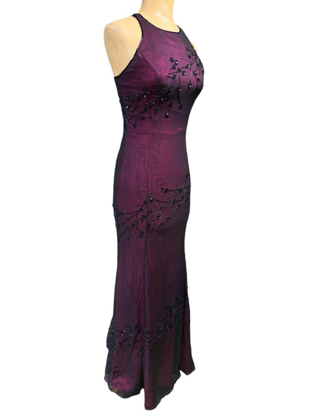 Sleeveless Embellished Plum Maxi Dress - Picture 2 of 11